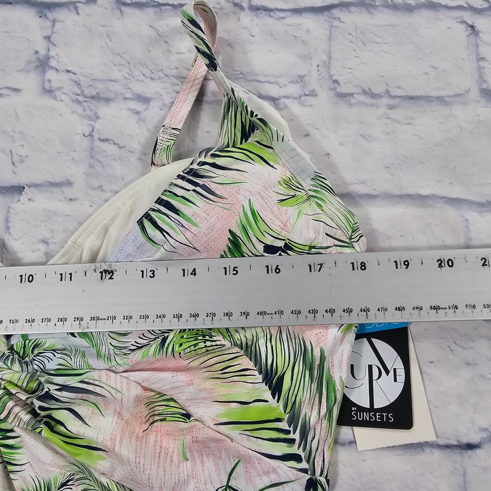 Sunsets Forever Tankini Top WOMENS 18 Island Mist Green Palm Leaf Beach Swim - Picture 3 of 10